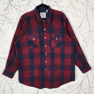 MWG Mid West Garment Red Plaid Snap Front Western Shirt